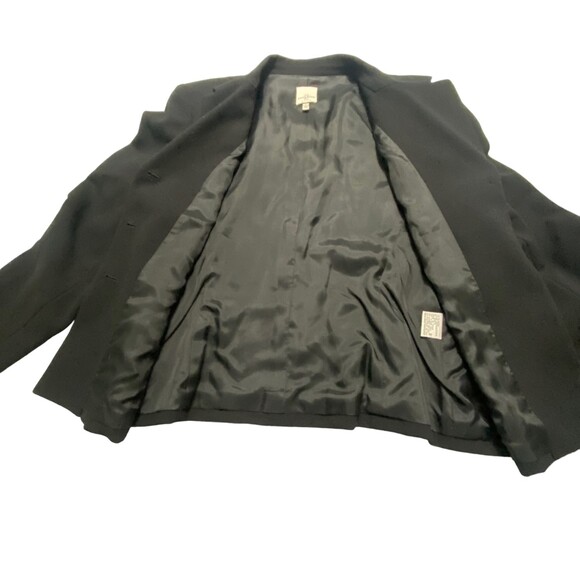 Anne Klein 3 button Shoulder Pads Jacket Blazer Suit Black Size 12 Career Wool - Picture 5 of 12